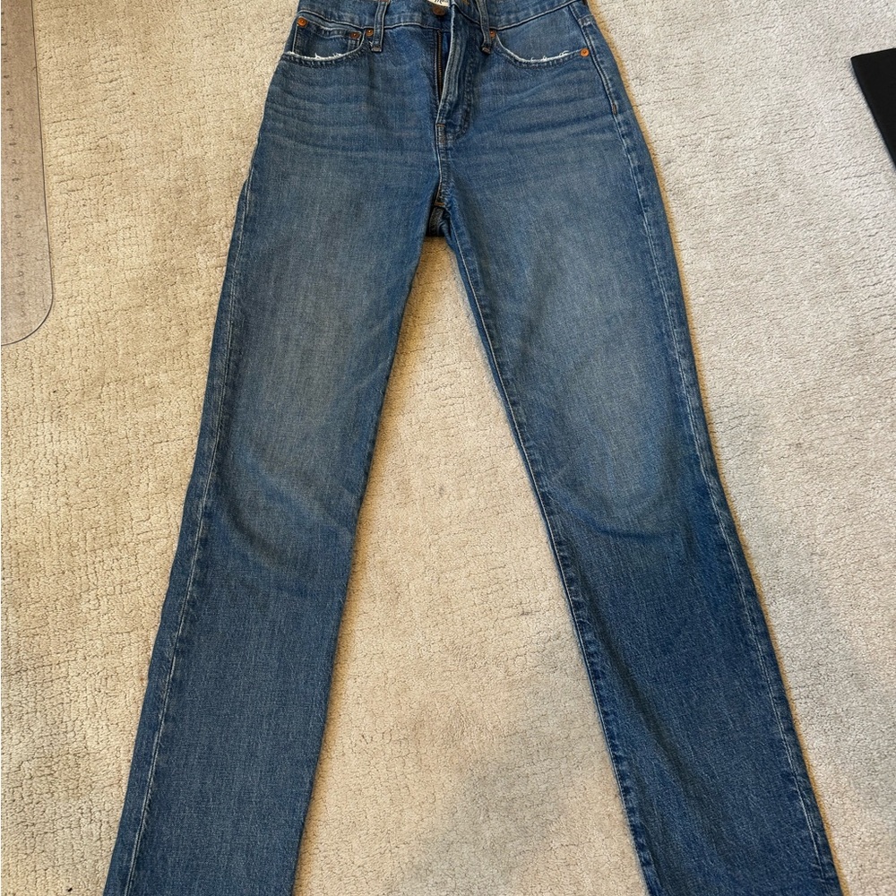 Madewell Women's “Perfect Vintage” Straight-Leg Denim Jeans in Medium Blue Wash
